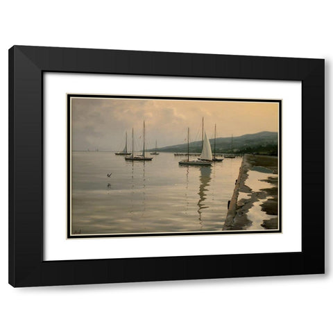 By the Port Black Modern Wood Framed Art Print with Double Matting by Adamov, Alexey