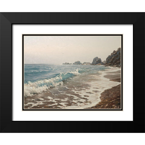 The Surf Black Modern Wood Framed Art Print with Double Matting by Adamov, Alexey