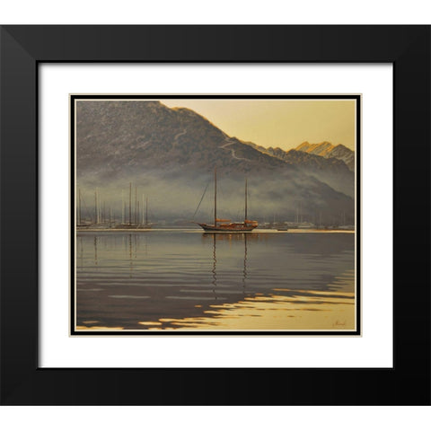 First Rays Black Modern Wood Framed Art Print with Double Matting by Adamov, Alexey