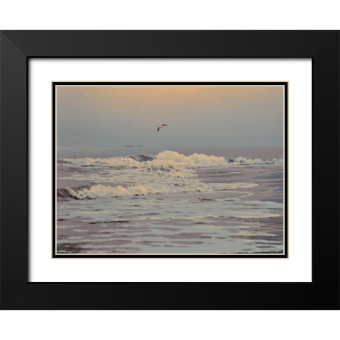 Waves Black Modern Wood Framed Art Print with Double Matting by Adamov, Alexey