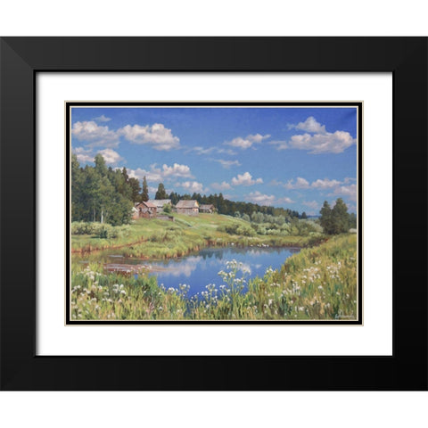Edge of Village Black Modern Wood Framed Art Print with Double Matting by Adamov, Alexey