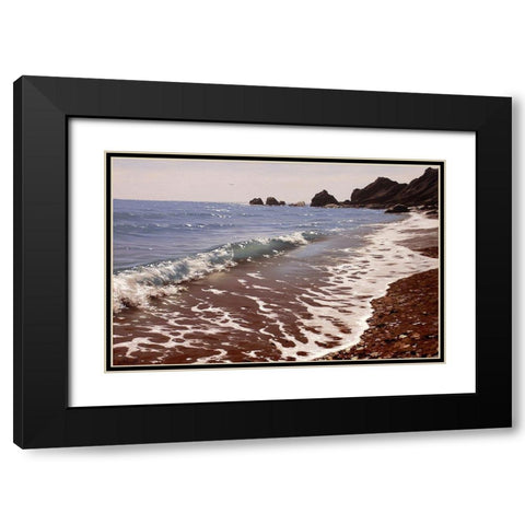 Wave Black Modern Wood Framed Art Print with Double Matting by Adamov, Alexey
