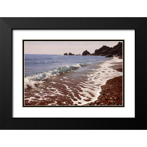Wave Black Modern Wood Framed Art Print with Double Matting by Adamov, Alexey