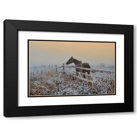 White Frost Black Modern Wood Framed Art Print with Double Matting by Adamov, Alexey