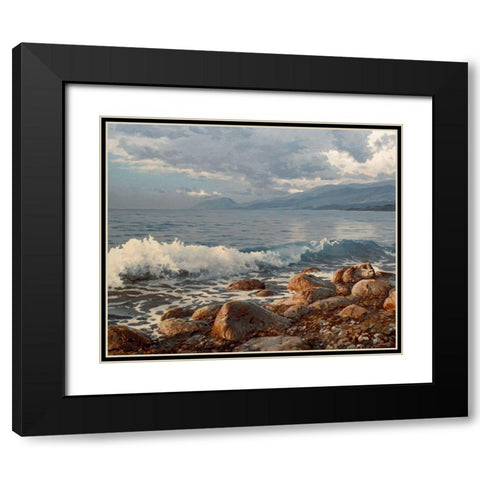 Wave in the Morning Black Modern Wood Framed Art Print with Double Matting by Adamov, Alexey