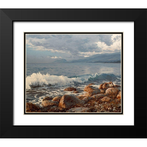 Wave in the Morning Black Modern Wood Framed Art Print with Double Matting by Adamov, Alexey