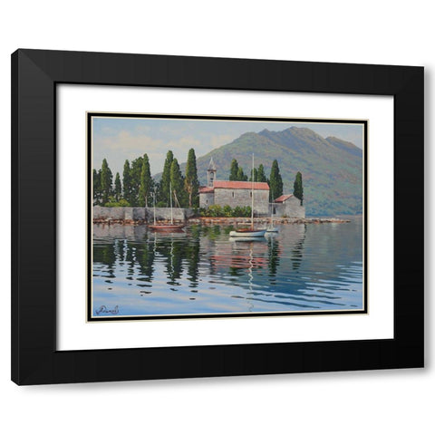 Kotor Bay II Black Modern Wood Framed Art Print with Double Matting by Adamov, Alexey