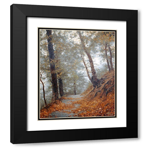 The Fog in Wood I Black Modern Wood Framed Art Print with Double Matting by Adamov, Alexey
