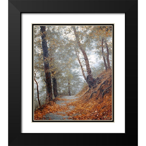 The Fog in Wood I Black Modern Wood Framed Art Print with Double Matting by Adamov, Alexey