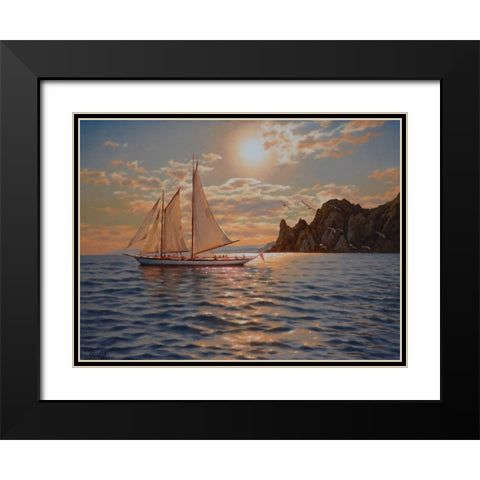Evening Ride Black Modern Wood Framed Art Print with Double Matting by Adamov, Alexey