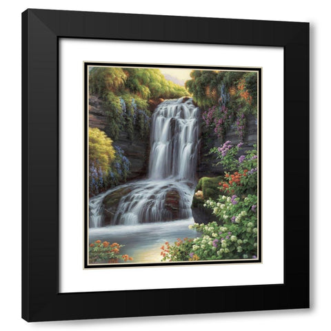 Waterfall II Black Modern Wood Framed Art Print with Double Matting by Smith, Ethan