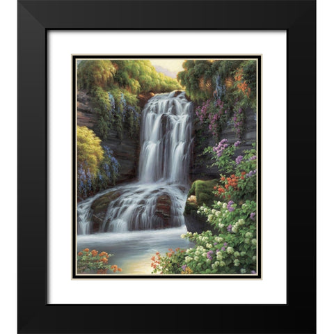 Waterfall II Black Modern Wood Framed Art Print with Double Matting by Smith, Ethan