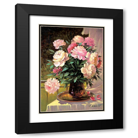 Penies Black Modern Wood Framed Art Print with Double Matting by Artov, Sergei