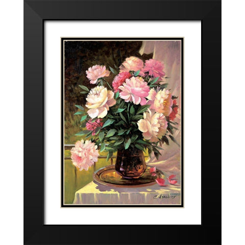 Penies Black Modern Wood Framed Art Print with Double Matting by Artov, Sergei