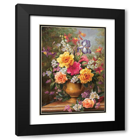 Still Life with Iris Black Modern Wood Framed Art Print with Double Matting by Viktoria