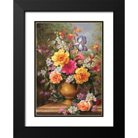 Still Life with Iris Black Modern Wood Framed Art Print with Double Matting by Viktoria