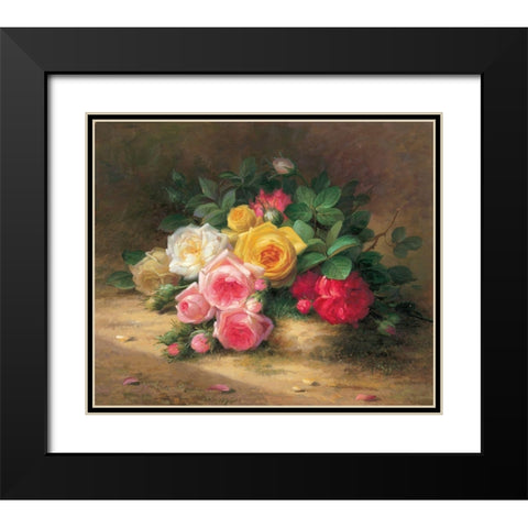 Flower Composition I Black Modern Wood Framed Art Print with Double Matting by Rabun, Josef