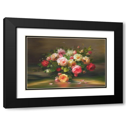 A Basket with Flowers II Black Modern Wood Framed Art Print with Double Matting by Viktoria