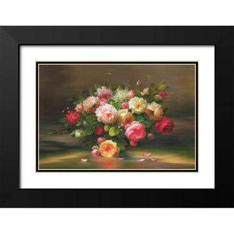 A Basket with Flowers II Black Modern Wood Framed Art Print with Double Matting by Viktoria