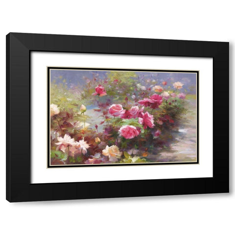 Flowers with Light I Black Modern Wood Framed Art Print with Double Matting by Adamczyk, Jacek