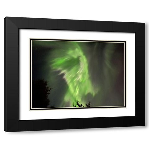 Northern Lights Iceland I Black Modern Wood Framed Art Print with Double Matting by Bures, Josef