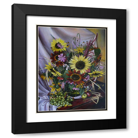 Sunflowers and Grapes Black Modern Wood Framed Art Print with Double Matting by Cernov, Ivan