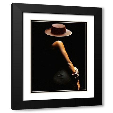 Lady with Hat I Black Modern Wood Framed Art Print with Double Matting by Medeiros, Celito