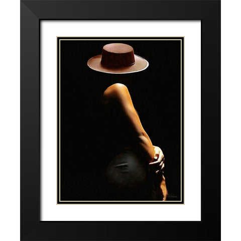Lady with Hat I Black Modern Wood Framed Art Print with Double Matting by Medeiros, Celito