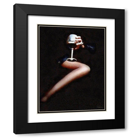 Lady with a Glass of Red Wine Black Modern Wood Framed Art Print with Double Matting by Medeiros, Celito
