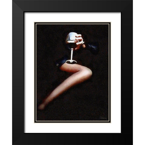 Lady with a Glass of Red Wine Black Modern Wood Framed Art Print with Double Matting by Medeiros, Celito