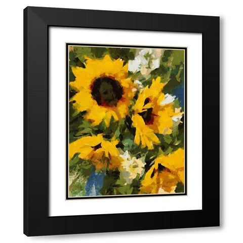 Sunflowers Black Modern Wood Framed Art Print with Double Matting by Medeiros, Celito