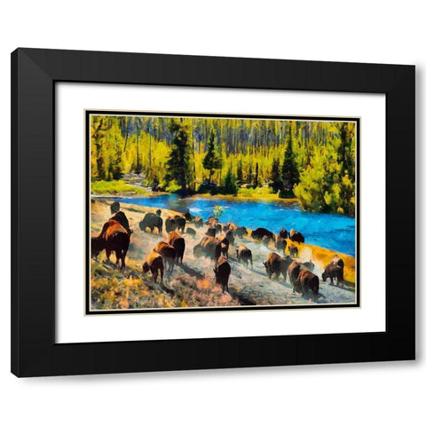 Great Yellowstone NP 16 Black Modern Wood Framed Art Print with Double Matting by Medeiros, Celito