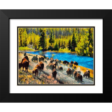 Great Yellowstone NP 16 Black Modern Wood Framed Art Print with Double Matting by Medeiros, Celito