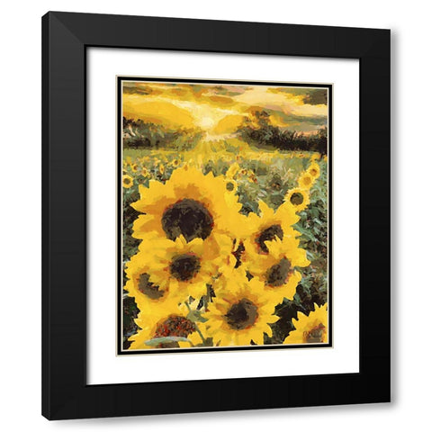 Sunflowers Collection IV Black Modern Wood Framed Art Print with Double Matting by Medeiros, Celito