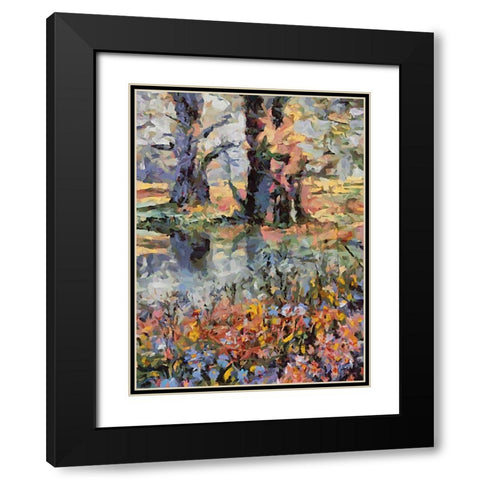 Landscapes in Monet Style XXIV Black Modern Wood Framed Art Print with Double Matting by Medeiros, Celito