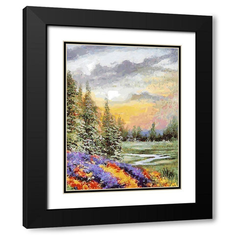 Landscapes in Monet Style XXXI Black Modern Wood Framed Art Print with Double Matting by Medeiros, Celito