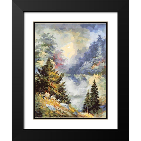 Landscapes in Monet Style XXXIII Black Modern Wood Framed Art Print with Double Matting by Medeiros, Celito