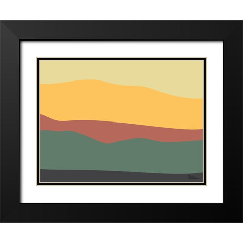 A Game with Abstract Shapes XXXII Black Modern Wood Framed Art Print with Double Matting by Medeiros, Celito