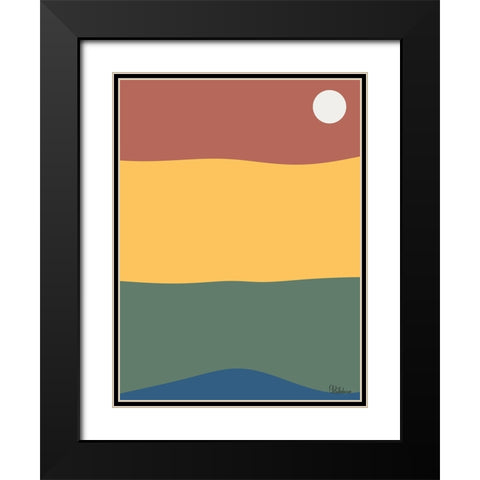 A Game with Abstract Shapes XXXV Black Modern Wood Framed Art Print with Double Matting by Medeiros, Celito
