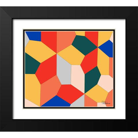 A Game with Abstract Shapes XXXVII Black Modern Wood Framed Art Print with Double Matting by Medeiros, Celito