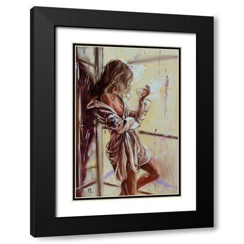 Good Morning Black Modern Wood Framed Art Print with Double Matting by Luniak, Monika
