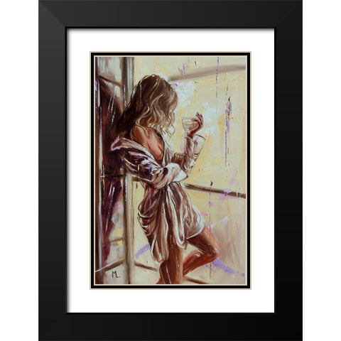 Good Morning Black Modern Wood Framed Art Print with Double Matting by Luniak, Monika