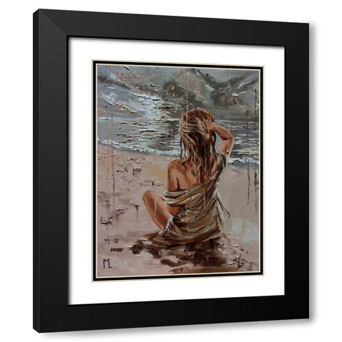 Lonely Time Black Modern Wood Framed Art Print with Double Matting by Luniak, Monika