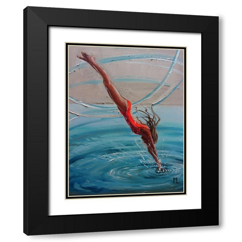 Jump Black Modern Wood Framed Art Print with Double Matting by Luniak, Monika