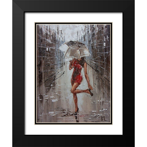 Rain Street Spring Black Modern Wood Framed Art Print with Double Matting by Luniak, Monika