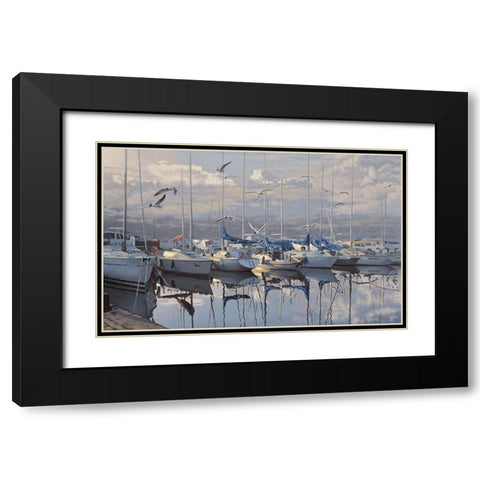 Port with yachts Black Modern Wood Framed Art Print with Double Matting by Adamov, Alexey