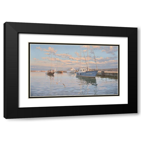 Port of Yalta Black Modern Wood Framed Art Print with Double Matting by Adamov, Alexey