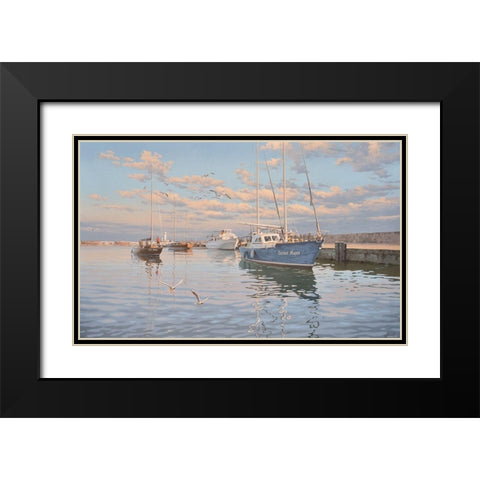 Port of Yalta Black Modern Wood Framed Art Print with Double Matting by Adamov, Alexey