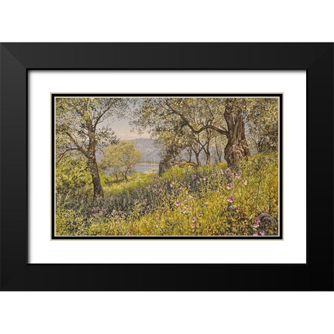 Sunshine Island Black Modern Wood Framed Art Print with Double Matting by Adamov, Alexey