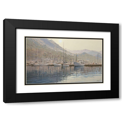 Yachts between Islands Black Modern Wood Framed Art Print with Double Matting by Adamov, Alexey